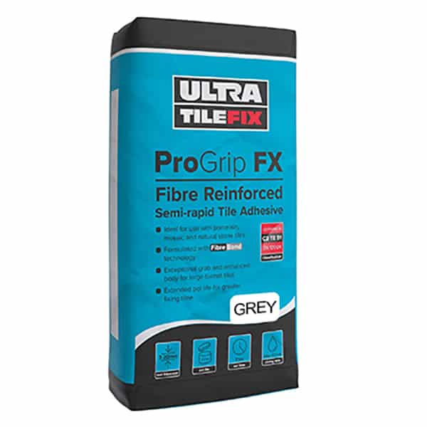 ProGrip FX Fibre Reinforced Semi Rapid Grey Tile Adhesive 20kg