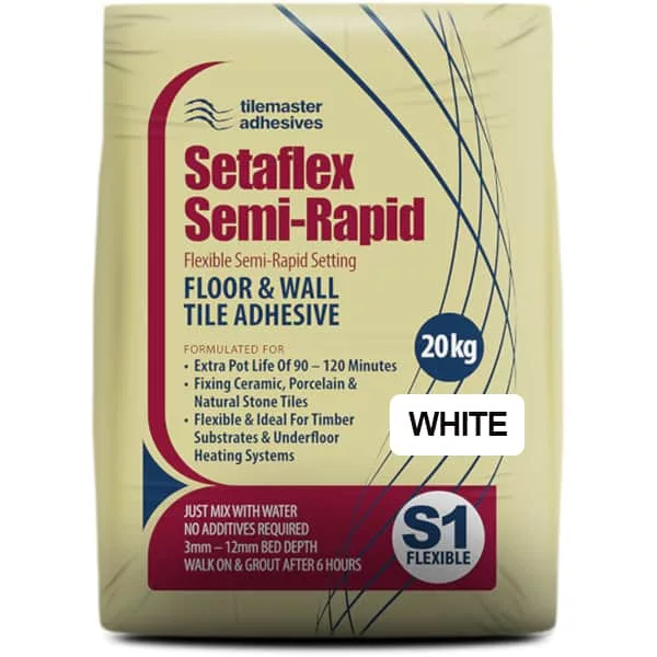Setaflex Semi-Rapid Tile Adhesive C2 TE S1 White - 20kg
