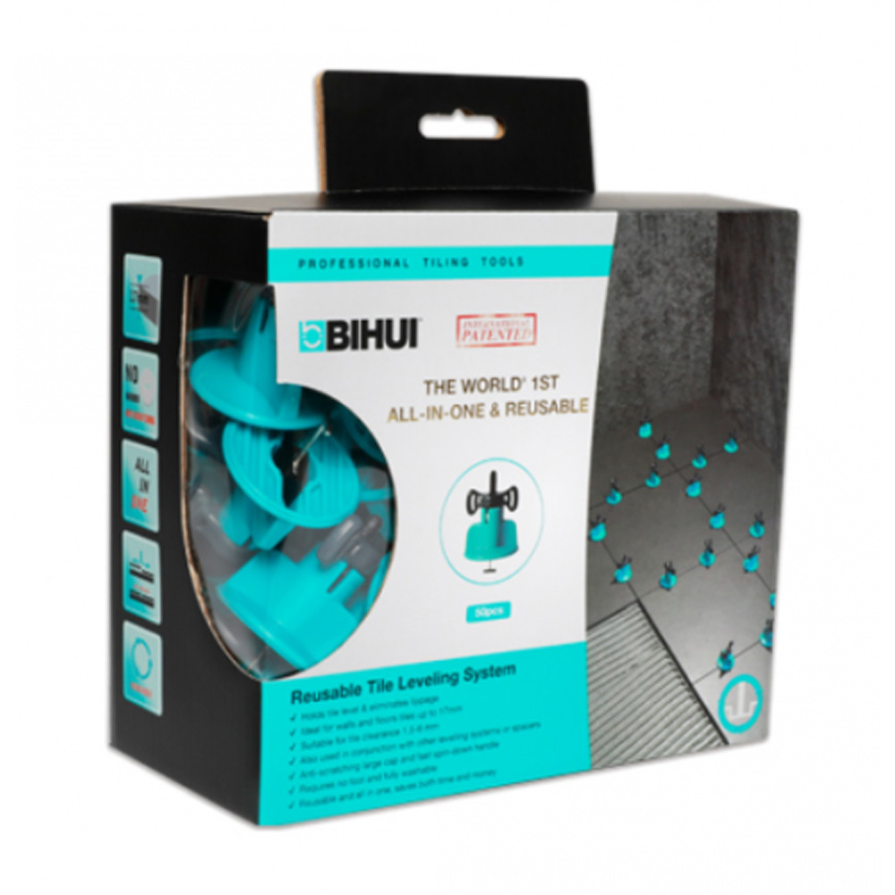 BIHUI 1.5mm T-Spin Levelling System - Pack of 50 for Ultimate Tiling